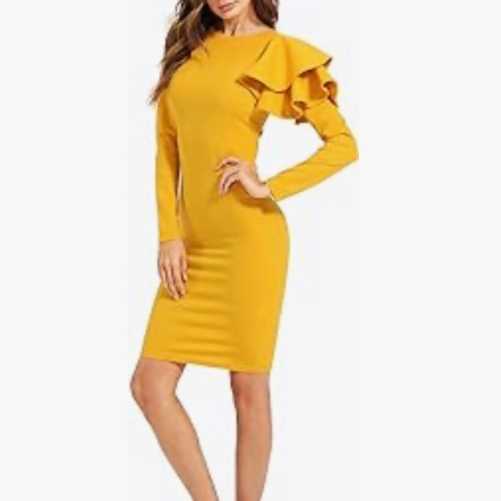 Elegant Long Sleeve Knee Length Bodycon Dress